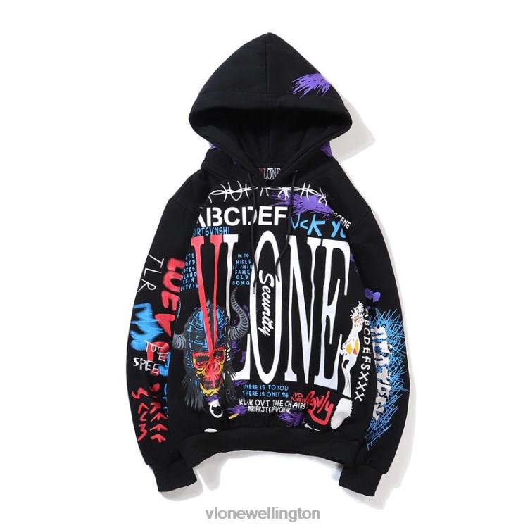 Graffiti Hoodie Black Men Vlone HRJFR80 Top