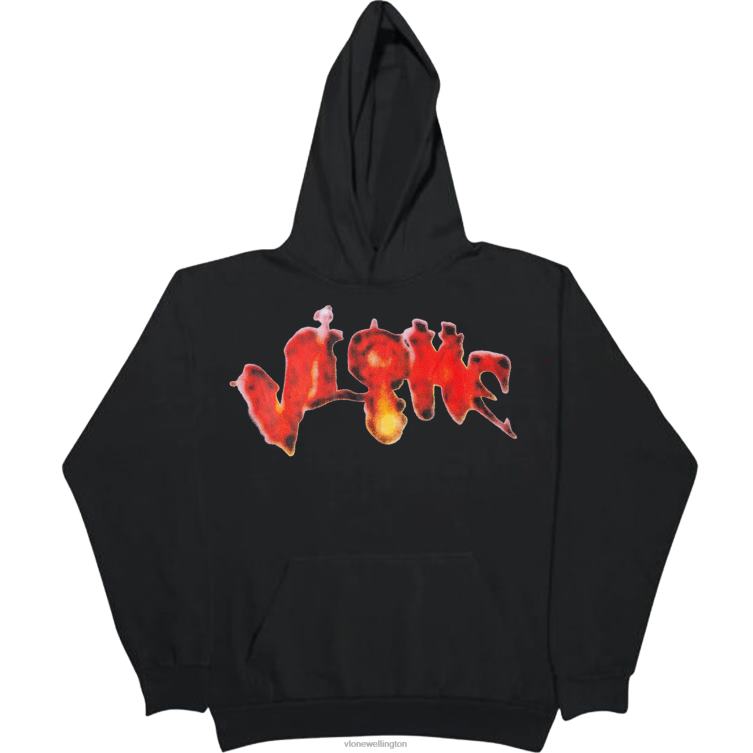 Halloween Flaming Pumpkin Hoodie Black Men Vlone HRJFR40 Top