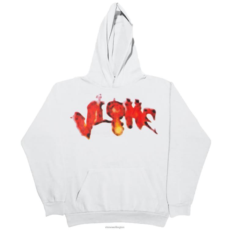 Halloween Flaming Pumpkin Hoodie White Men Vlone HRJFR41 Top