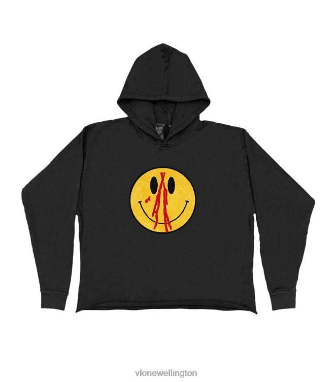 Smiley Face Cotton Hoodie Black Men Vlone HRJFR82 Top
