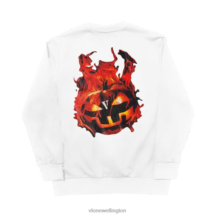 Halloween Flaming Pumpkin Sweatshirt Black Men Vlone HRJFR384 Top
