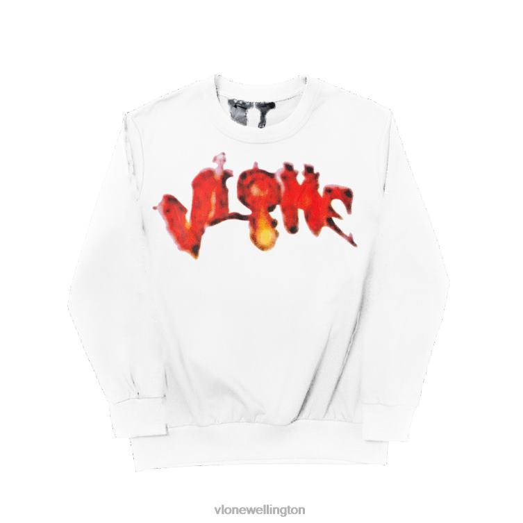 Halloween Flaming Pumpkin Sweatshirt White Men Vlone HRJFR385 Top