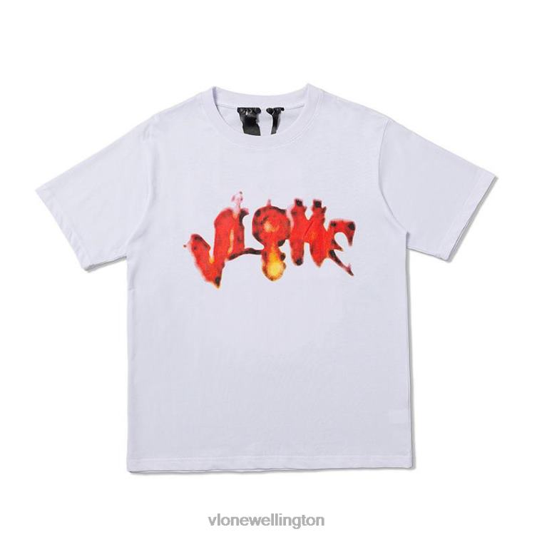 Halloween Flaming Pumpkin Tee White Men Vlone HRJFR175 Top