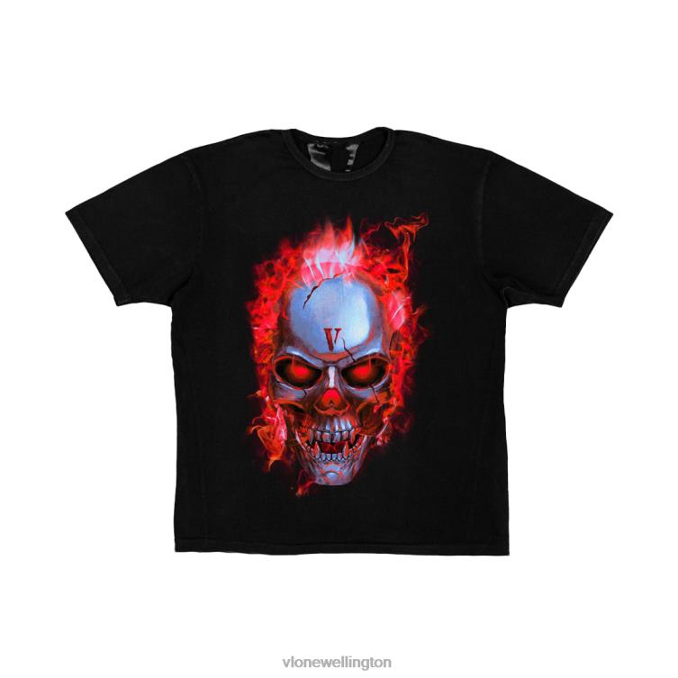 Skully Red Flame T Shirt Black Men Vlone HRJFR235 Top
